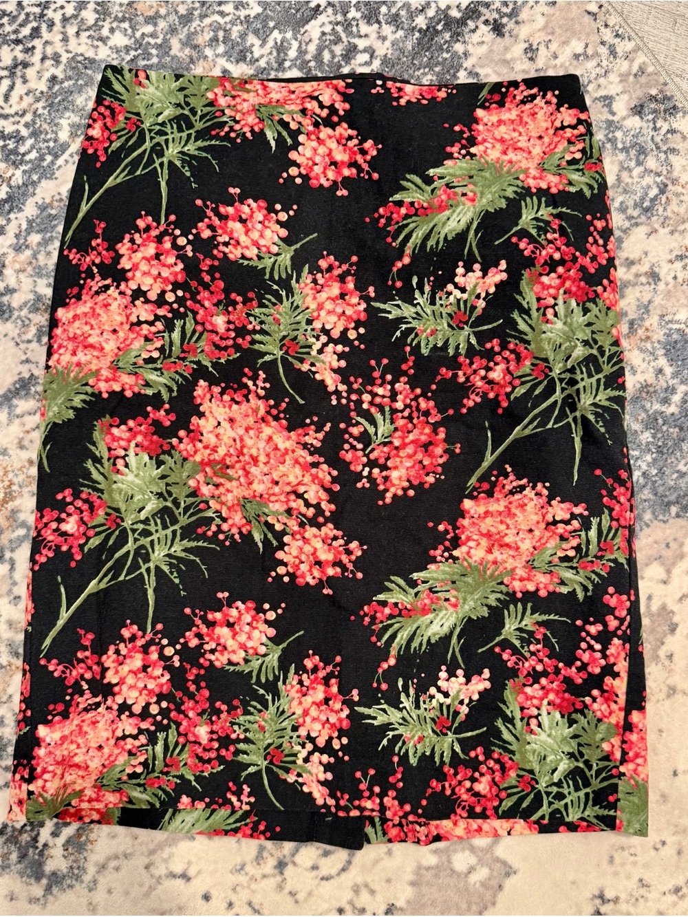 Talbots Petites Black Floral Pencil Skirt 6P